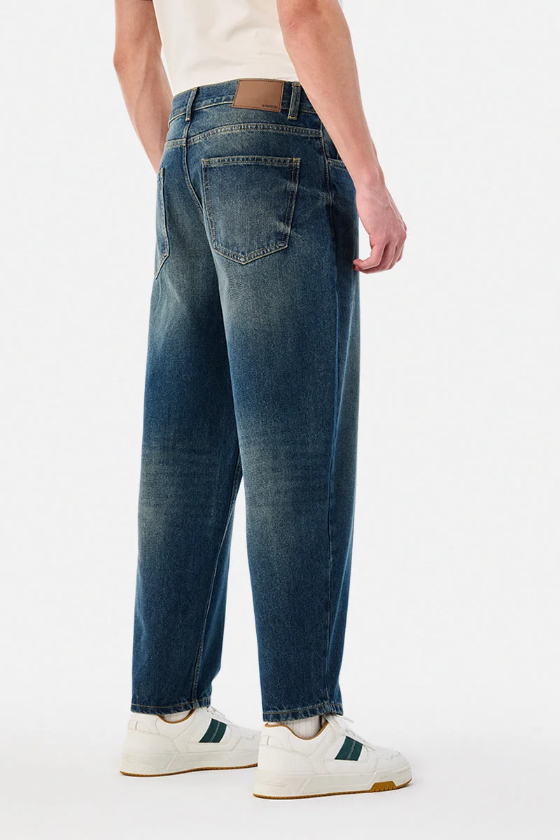 SNITCH Blue Washed Balloon Fit Jeans for Men | Best Price UAE